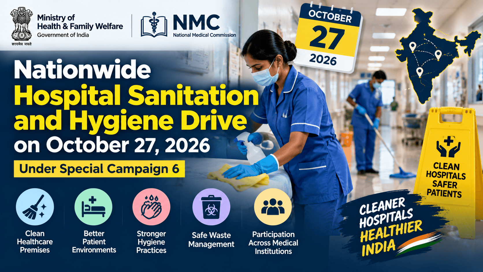 India Plans Nationwide Hospital Hygiene Drive on October 27